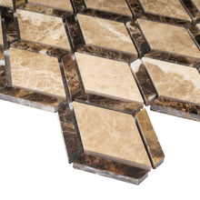 TEMPG-02 Double Dimaond Shape Stone Mosaic Tile in Brown/Beige