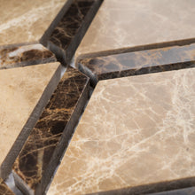 TEMPG-02 Double Dimaond Shape Stone Mosaic Tile in Brown/Beige