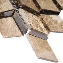 TEMPG-02 Double Dimaond Shape Stone Mosaic Tile in Brown/Beige