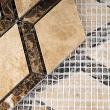 TEMPG-02 Double Dimaond Shape Stone Mosaic Tile in Brown/Beige