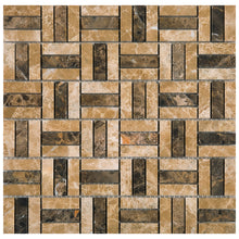 TEMPG-03 Basket Weave Crossing Stone Mosaic Tile in Brown/Beige