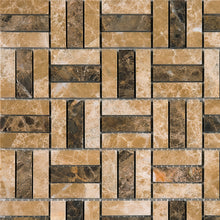 TEMPG-03 Basket Weave Crossing Stone Mosaic Tile in Brown/Beige