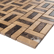TEMPG-03 Basket Weave Crossing Stone Mosaic Tile in Brown/Beige