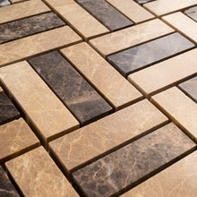 TEMPG-03 Basket Weave Crossing Stone Mosaic Tile in Brown/Beige