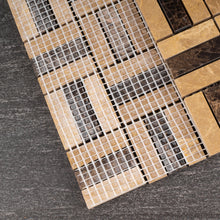 TEMPG-03 Basket Weave Crossing Stone Mosaic Tile in Brown/Beige