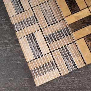 TEMPG-03 Basket Weave Crossing Stone Mosaic Tile in Brown/Beige