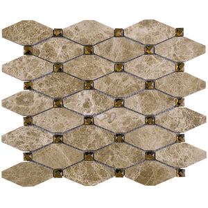 TEMPG-04 Long Dimaond Shape Stone Marble Mosaic Tile in Brown