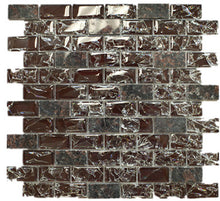 TESG-02 Burgundy 1x2 Crack Glass Mosaic Tile Sheet Kitchen and Bath Backsplash Wall Tile