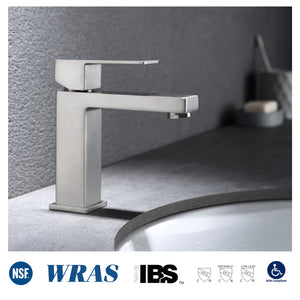 F6001-02 Luende Modern Single-Handle Bathroom Faucet (brushed nickel)