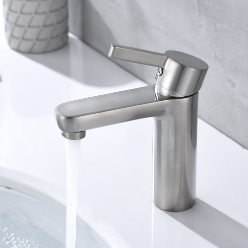 F6002-02 Luende Modern Single-Hole Bathroom Faucet (Brushed Nickel)