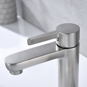 F6002-02 Luende Modern Single-Hole Bathroom Faucet (Brushed Nickel)