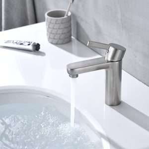 F6002-02 Luende Modern Single-Hole Bathroom Faucet (Brushed Nickel)