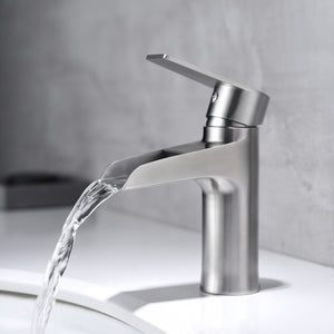 F6003-04 Luende Waterfall Modern Single-Handle Bathroom Faucet (Stain Nickel)