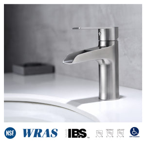 F6003-04 Luende Waterfall Modern Single-Handle Bathroom Faucet (Stain Nickel)