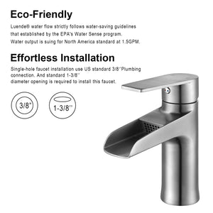 F6003-04 Luende Waterfall Modern Single-Handle Bathroom Faucet (Stain Nickel)