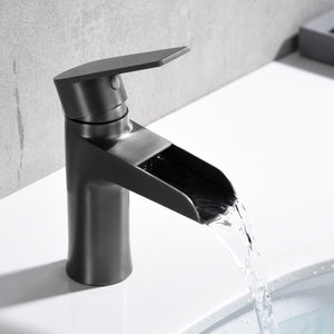 F6003-05 Luende Waterfall Modern Single-Handle Bathroom Faucet (Gun Black)