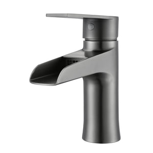 F6003-05 Luende Waterfall Modern Single-Handle Bathroom Faucet (Gun Black)