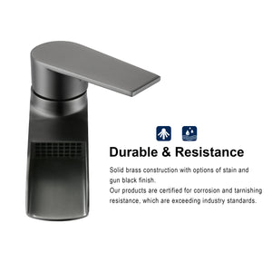 F6003-05 Luende Waterfall Modern Single-Handle Bathroom Faucet (Gun Black)