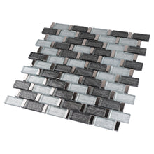 TFERG-04 1x2 Galaxy Grey and Silver Brick Glass Mosaic Tile