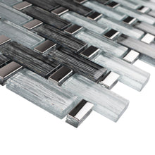 TFERG-04 1x2 Galaxy Grey and Silver Brick Glass Mosaic Tile