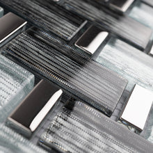 TFERG-04 1x2 Galaxy Grey and Silver Brick Glass Mosaic Tile