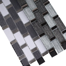 TFERG-04 1x2 Galaxy Grey and Silver Brick Glass Mosaic Tile