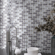 TFERG-04 1x2 Galaxy Grey and Silver Brick Glass Mosaic Tile