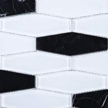 TFNG-03 Oversize Long Hexagon Black/White Glass Mosaic Tile