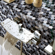 TFUDOG-02 1.75" Circle Glass Mosaic Tile in White/Gray/Black
