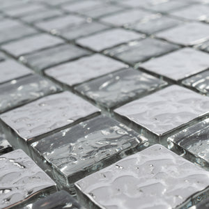 TGEMG-03 1x1 Square Silver Glass Mosaic Tile Sheet