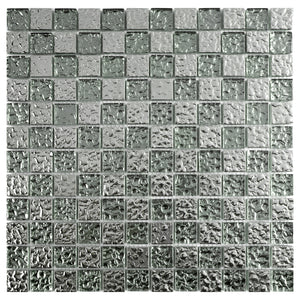 TGEMG-03 1x1 Square Silver Glass Mosaic Tile Sheet
