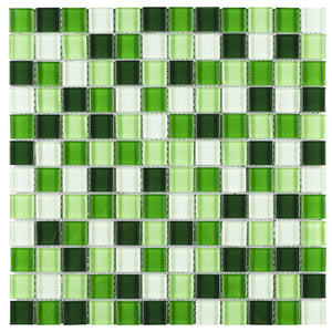TGEMG-06 1x1 Square Green Glass Mosaic Tile Sheet