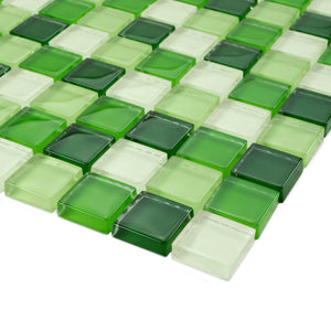 TGEMG-06 1x1 Square Green Glass Mosaic Tile Sheet