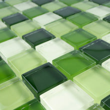 TGEMG-06 1x1 Square Green Glass Mosaic Tile Sheet