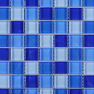 TGEMG-08 1x1 Square Blue Glass Mosaic Tile Sheet