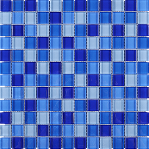 TGEMG-08 1x1 Square Blue Glass Mosaic Tile Sheet