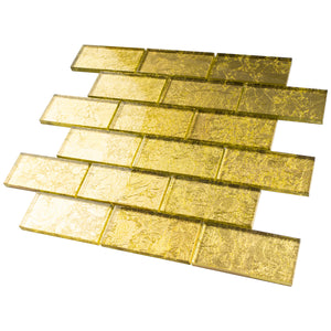 TGKG-01 Gold 2x4 glass mosaic tile sheet subway tile