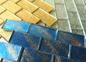 TGKG-01 Gold 2x4 glass mosaic tile sheet subway tile