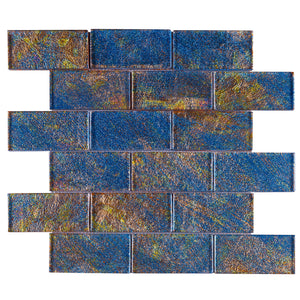 TGKG-02 Blue Galaxy 2x4 glass mosaic tile sheet subway tile