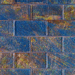 TGKG-02 Blue Galaxy 2x4 glass mosaic tile sheet subway tile