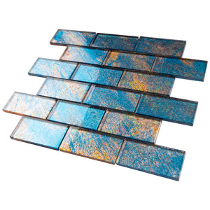 TGKG-02 Blue Galaxy 2x4 glass mosaic tile sheet subway tile