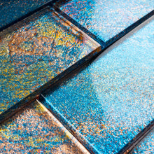 TGKG-02 Blue Galaxy 2x4 glass mosaic tile sheet subway tile