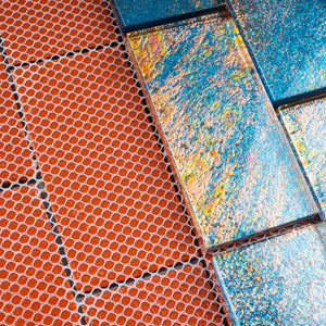 TGKG-02 Blue Galaxy 2x4 glass mosaic tile sheet subway tile