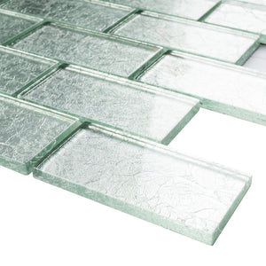 TGKG-03 Silver 2x4 glass mosaic tile sheet subway tile