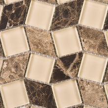 TGYG-02 Diamond Shape Glass and Stone Mosaic Tile in Emperador Brown/Beige
