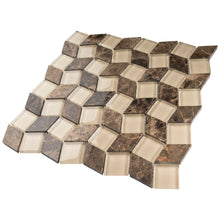 TGYG-02 Diamond Shape Glass and Stone Mosaic Tile in Emperador Brown/Beige