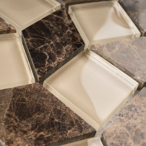 TGYG-02 Diamond Shape Glass and Stone Mosaic Tile in Emperador Brown/Beige