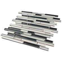 THMAG-11 Grey and White Stripe Handmade Ceramic Mosaic Tile Sheet