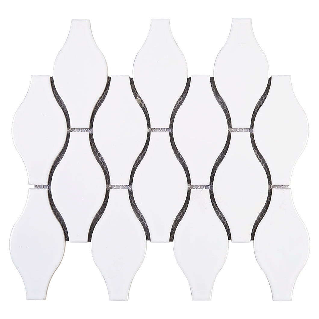 THMAG-01 White Bowling Handmade Ceramic Mosaic Tile Sheet