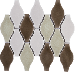 White and Brown Bowling shape handmade mosaic tile sheet backsplash for kitchen and bath